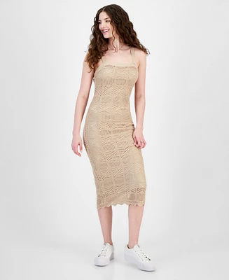 Hippie Rose Juniors' Pointelle-Knit Midi Dress