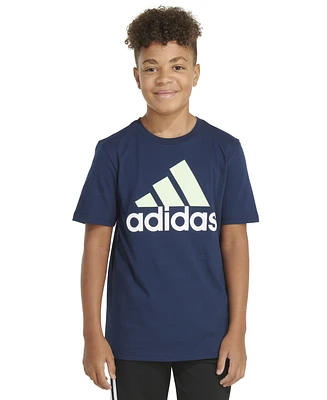 adidas Big Boys Short Sleeve Two-Color Logo T-Shirt