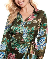 Guess Women's Alya Printed Tie-Waist Long-Sleeve Dress