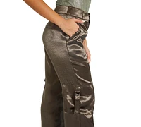 Guess Women's Jamie High Rise Satin Cargo Pants