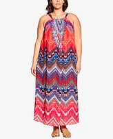 Avenue Plus Beauty Halter Maxi Dress