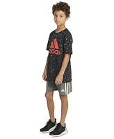 adidas Big Boys Short Sleeve "Terrazzo Dot" Print T-Shirt