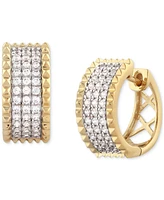 Men's Diamond Pave Small Huggie Hoop Earrings (1/2 ct. t.w.) in 10k Gold, 0.62"