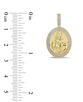 Men's Diamond Framed Christ Medallion Pendant (1/3 ct. t.w.) in 10k Gold