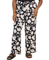 Jm Collection Plus Elena Printed Wide-Leg Pants