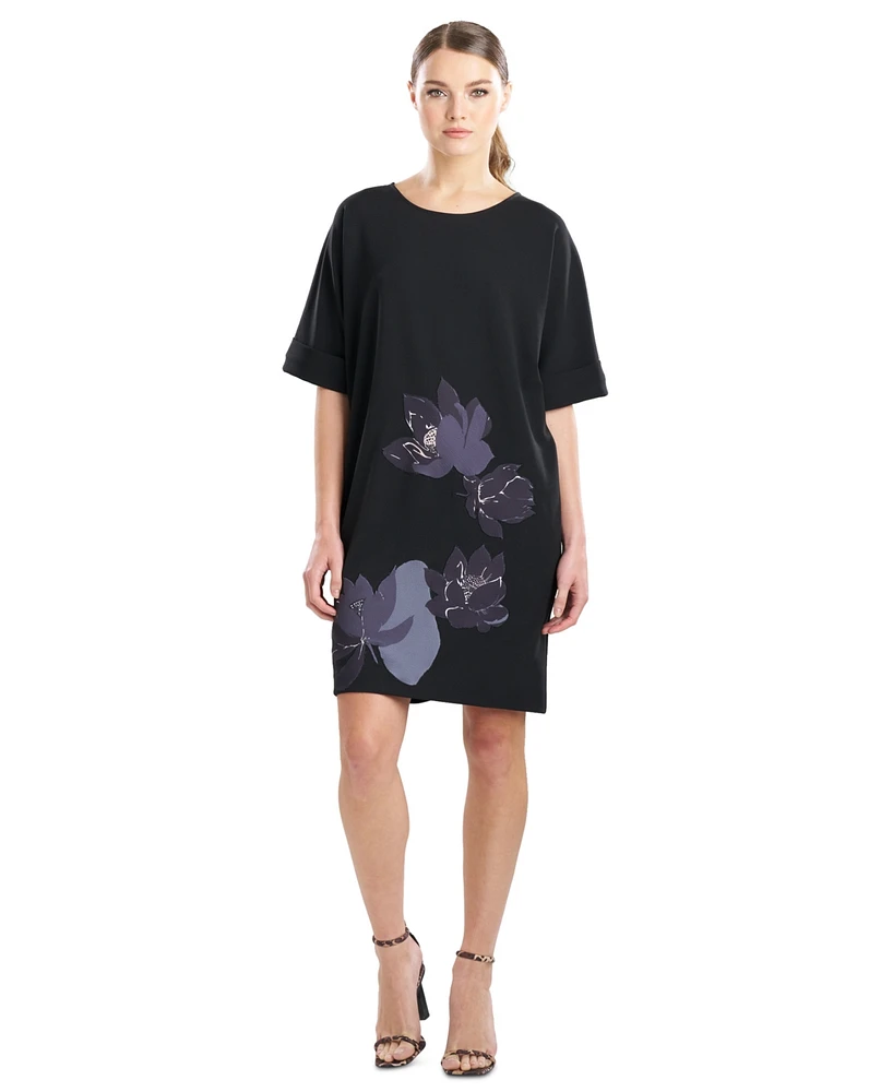 Natori Women's Floral Round-Neck Short-Sleeve Dress