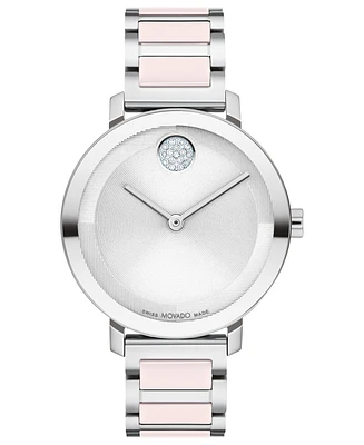 Movado Women's Swiss Bold Evolution 2.0 Blush Ceramic & Stainless Steel Bracelet Watch 34mm - Two