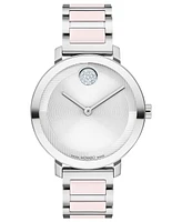 Movado Women's Swiss Bold Evolution 2.0 Blush Ceramic & Stainless Steel Bracelet Watch 34mm - Two