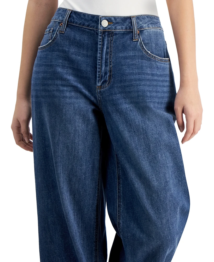 Vanilla Star Juniors' High-Rise Wide-Leg Comfy Jeans