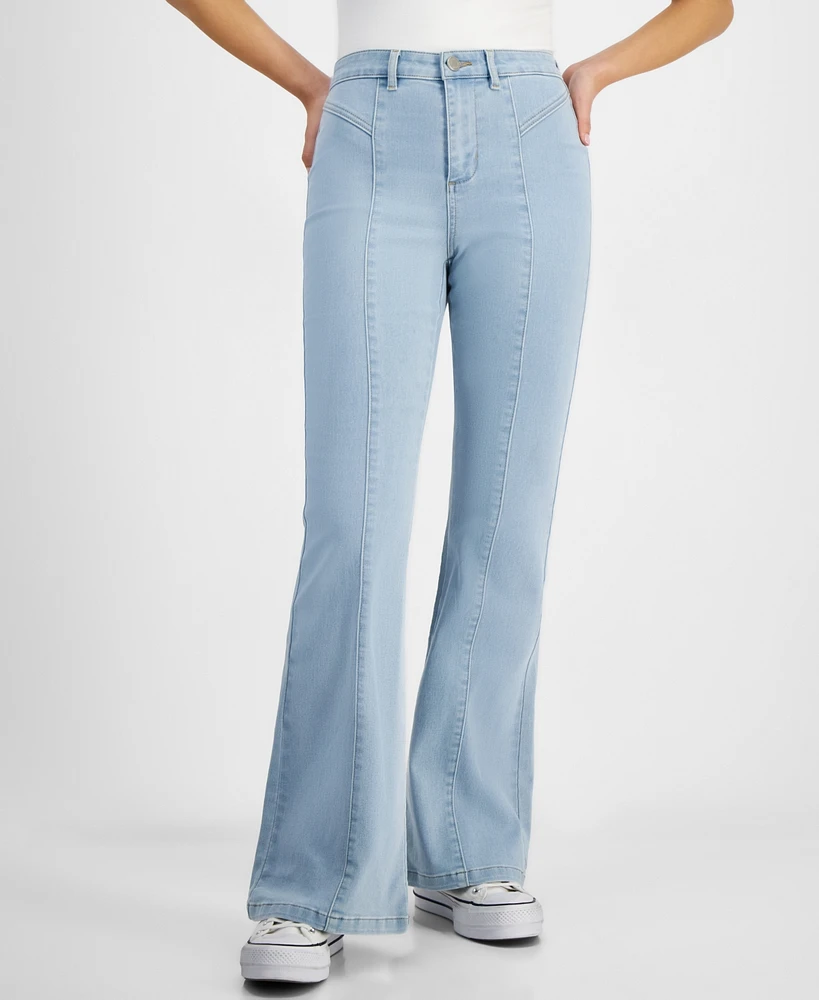 Dollhouse Juniors' High-Rise Wide-Leg Seamed Jeans