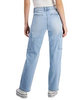 Dollhouse Juniors' Mid-Rise Wide-Leg Pocket Jeans