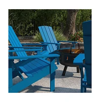 Ayala 5 Piece Outdoor Leisure Set With Of 4 Poly Resin Adirondack Chairs And Star Moon Iron Fire Pit