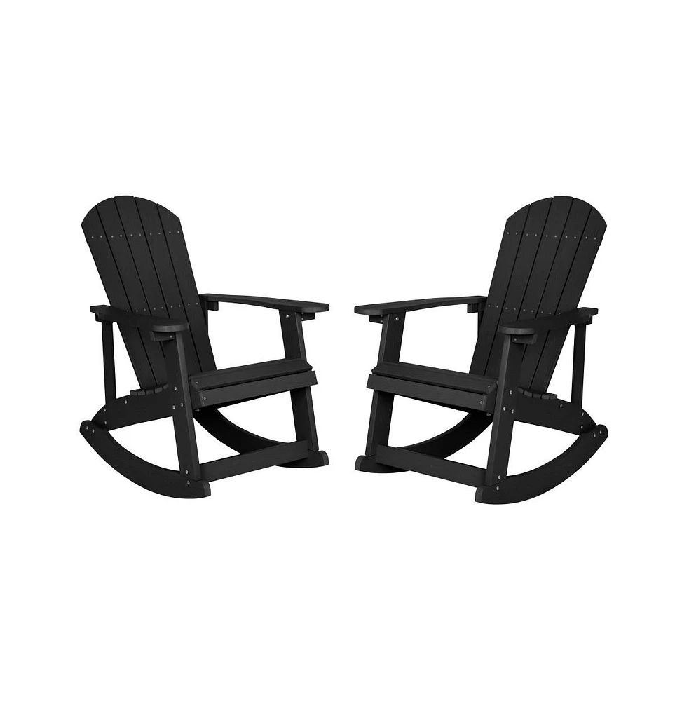 Set Of 2 Atlantic All-Weather Polyresin Adirondack Rocking Chair With Vertical Slats