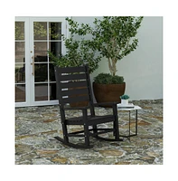 Fielder Contemporary Rocking Chair, All-Weather Hdpe Indoor/Outdoor Rocker