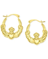 Crystal Pave Wavy Patterned Small Hoop Earrings in 10k Gold, 0.73"