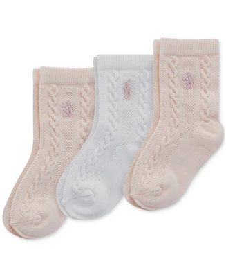 Polo Ralph Lauren Baby Girls 3-Pk. Cable-Knit Socks