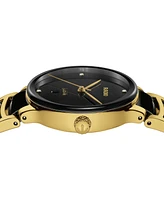 Rado Women's Swiss Centrix Diamond Accent Black Ceramic & Gold Pvd Bracelet Watch 31mm
