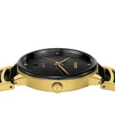 Rado Unisex Swiss Centrix Diamond (1/ ct. t.w.) Black Ceramic & Gold Pvd Bracelet Watch 40mm