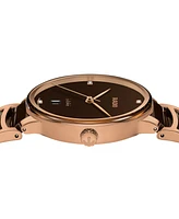 Rado Unisex Swiss Centrix Diamond (1/ ct. t.w.) Brown Ceramic & Rose Gold Pvd Bracelet Watch 40mm