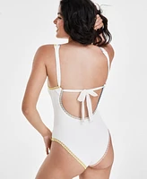 Pq Crochet-Trim One-Piece Swimsuit, Created for Macy's