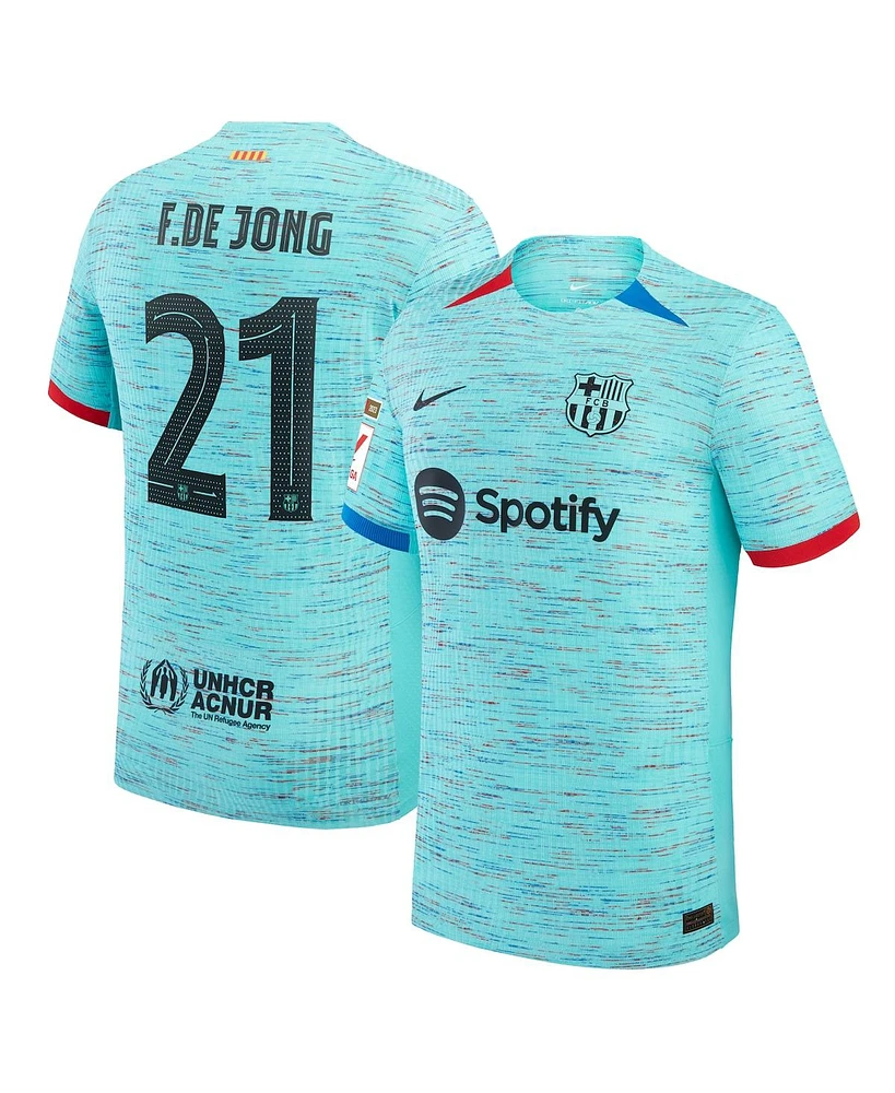 Men's Nike Frenkie de Jong Aqua Barcelona 2023/24 Third Authentic Jersey