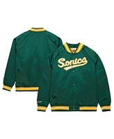 Men's Mitchell & Ness Green Seattle SuperSonics Hardwood Classics Throwback Wordmark Raglan Full-Snap Jacket