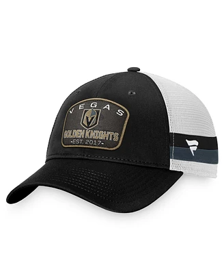 Men's Fanatics Black, White Vegas Golden Knights Fundamental Striped Trucker Adjustable Hat