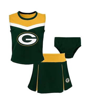 Little Girls Green Bay Packers Spirit Cheerleader Two-Piece Set with Bloomers