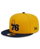 Men's New Era Gold, Navy Philadelphia 76ers Color Pack 2-Tone 9FIFTY Snapback Hat