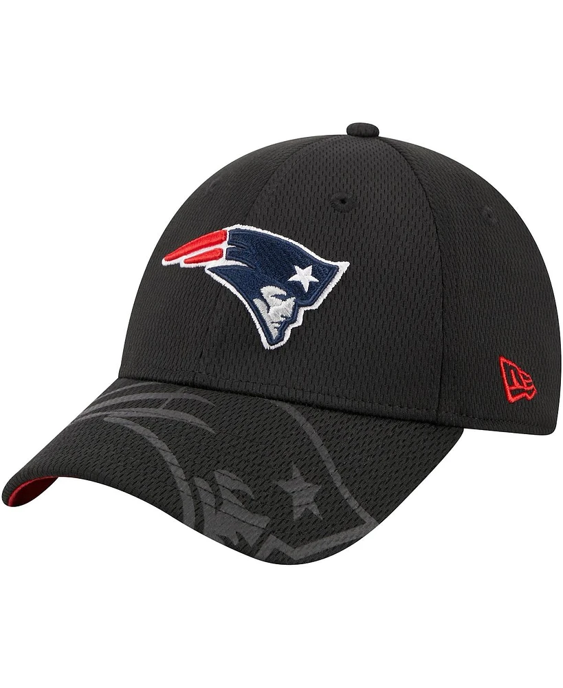 Men's New Era Black New England Patriots Top Visor 9FORTY Adjustable Hat