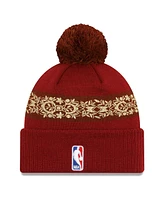 Men's New Era Wine Cleveland Cavaliers 2023/24 City Edition Cuffed Pom Knit Hat