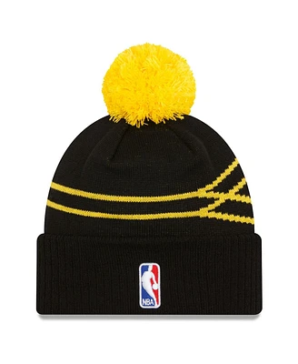Men's New Era Black Golden State Warriors 2023/24 City Edition Cuffed Pom Knit Hat