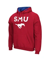 Men's Colosseum Red Smu Mustangs Arch & Logo Pullover Hoodie