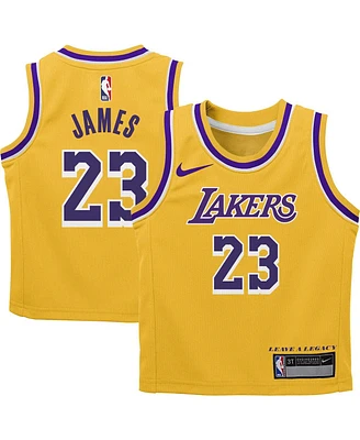 Little Boys and Girls Nike LeBron James Gold Los Angeles Lakers Dri-fit Swingman Player Jersey - Icon Edition