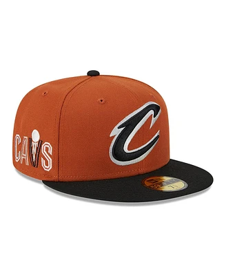 Men's New Era Rust, Black Cleveland Cavaliers Two-Tone 59FIFTY Fitted Hat