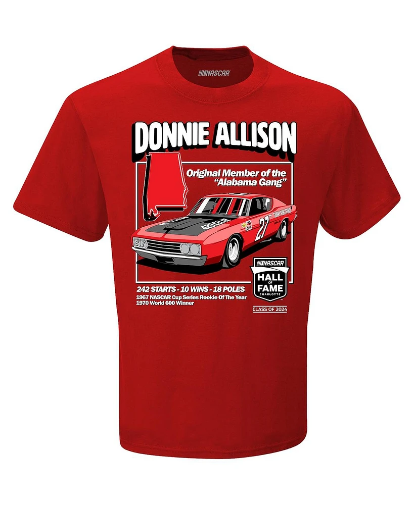 Men's Checkered Flag Sports Red Donnie Allison Nascar Hall of Fame T-shirt