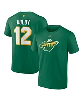 Men's Fanatics Green Matthew Boldy Minnesota Wild Authentic Stack Name and Number T-shirt