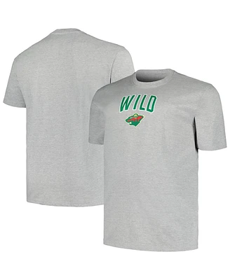 Men's Profile Heather Gray Minnesota Wild Big and Tall Arch Over Logo T-shirt