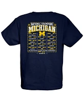 Youth Blue 84 Navy Michigan Wolverines College Football Playoff 2023 National Champions Gold Dust Schedule T-shirt