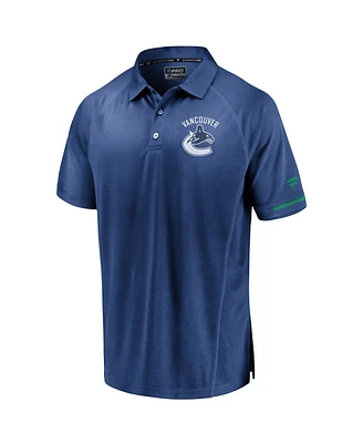 Men's Fanatics Blue Vancouver Canucks Authentic Pro Rinkside Polo Shirt