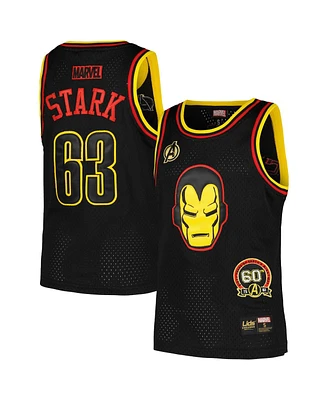 Big Boys Black Iron Man Marvel 60th Anniversary Basketball Jersey