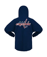 Women's Fanatics Navy Washington Capitals Jersey Lace-Up V-Neck Long Sleeve Hoodie T-shirt