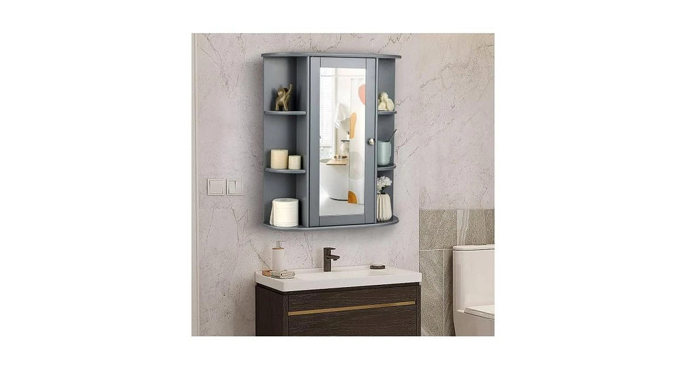 Bathroom Single Door Shelves Wall Mount Cabinet with Mirror