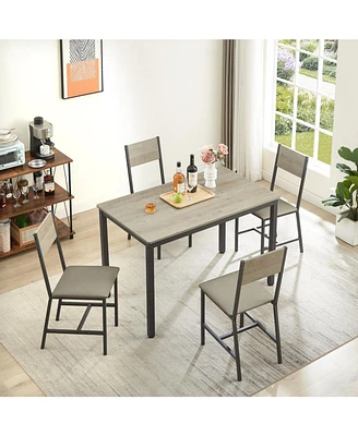 Simplie Fun Dining Set For 5 Kitchen Table With 4 Upholstered Chairs, Grey, 47.2" L X 27.6" W X 29.7"