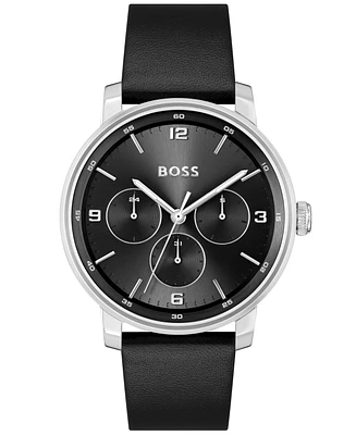Boss Men's Contender Quartz Multifunction Leather Watch 44mm