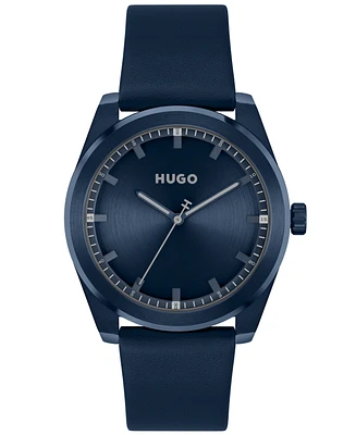 Hugo Boss Men's Bright Quartz Blue Leather Watch 42mm