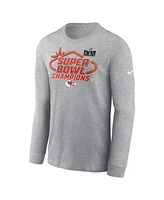 Men's Nike Heather Charcoal Kansas City Chiefs Super Bowl Lviii Champions Locker Room Trophy Collection Long Sleeve T-shirt