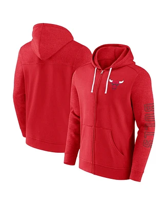 Men's Fanatics Red Chicago Bulls Offensive Line Up Full-Zip Hoodie