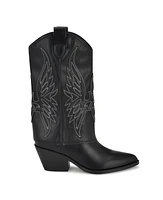 Nine West Women's Ringer Block Heel Pointy Toe Western Boots