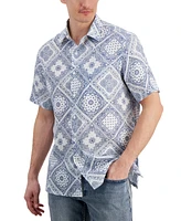 Club Room Men's Linen Bandana-Print Short-Sleeve Shirt, Created for Macy's